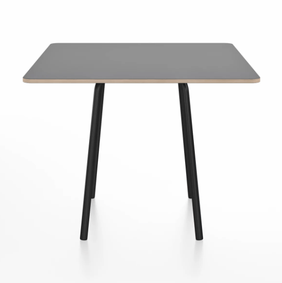 Emeco Parrish Cafe Table - Square Top Dining Tables Emeco Table Top 36" Black Powder Coated Aluminum Gray Laminate Plywood