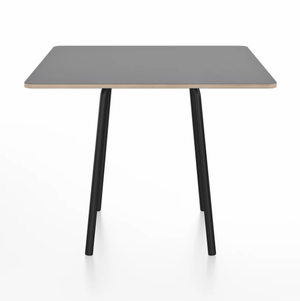 Emeco Parrish Cafe Table - Square Top Dining Tables Emeco Table Top 36" Black Powder Coated Aluminum Gray Laminate Plywood