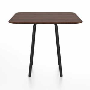 Emeco Parrish Cafe Table - Square Top Dining Tables Emeco Table Top 36" Black Powder Coated Aluminum Walnut Wood