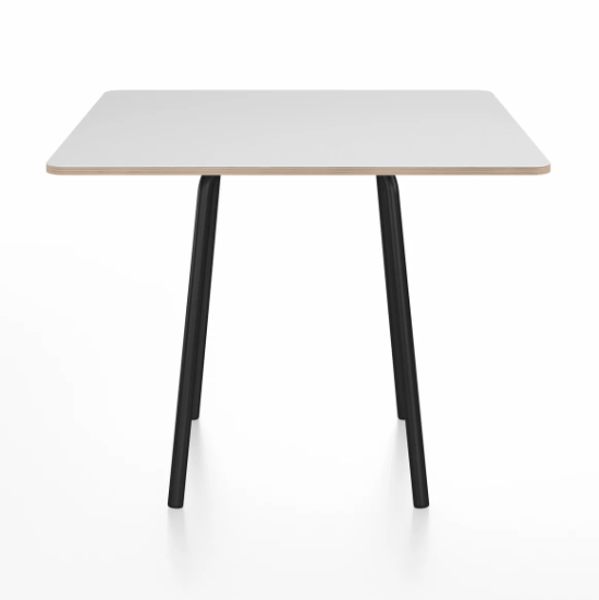 Emeco Parrish Cafe Table - Square Top Dining Tables Emeco Table Top 36" Black Powder Coated Aluminum White Laminate Plywood