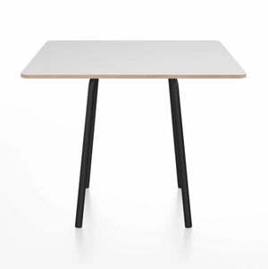 Emeco Parrish Cafe Table - Square Top Dining Tables Emeco Table Top 36" Black Powder Coated Aluminum White Laminate Plywood