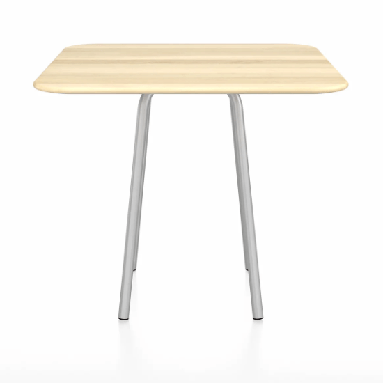 Emeco Parrish Cafe Table - Square Top Dining Tables Emeco Table Top 36" Clear Anodized Aluminum Accoya Wood