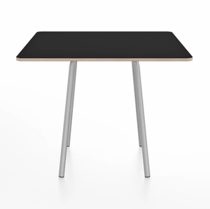Emeco Parrish Cafe Table - Square Top Dining Tables Emeco Table Top 36" Clear Anodized Aluminum Black Laminate Plywood