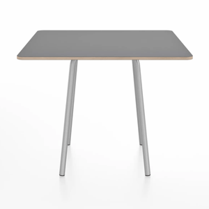 Emeco Parrish Cafe Table - Square Top Dining Tables Emeco Table Top 36" Clear Anodized Aluminum Gray Laminate Plywood