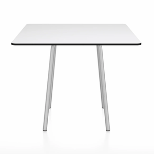 Emeco Parrish Cafe Table - Square Top Dining Tables Emeco Table Top 36" Clear Anodized Aluminum White HPL
