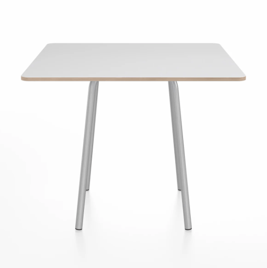 Emeco Parrish Cafe Table - Square Top Dining Tables Emeco Table Top 36" Clear Anodized Aluminum White Laminate Plywood