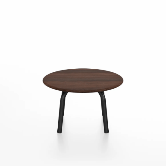 Emeco Parrish Low Table - Round Top Coffee Tables Emeco Table Top 24" Black Powder Coated Aluminum Walnut Wood