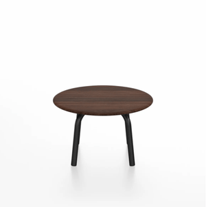 Emeco Parrish Low Table - Round Top Coffee Tables Emeco Table Top 24" Black Powder Coated Aluminum Walnut Wood