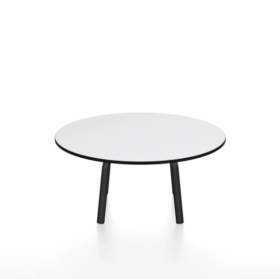 Emeco Parrish Low Table - Round Top Coffee Tables Emeco Table Top 30" Black Powder Coated Aluminum White HPL