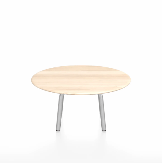 Emeco Parrish Low Table - Round Top Coffee Tables Emeco Table Top 30" Clear Anodized Aluminum Accoya Wood