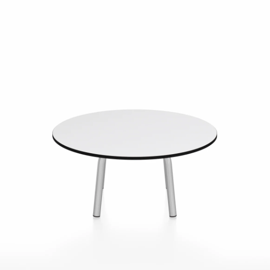 Emeco Parrish Low Table - Round Top Coffee Tables Emeco Table Top 30" Clear Anodized Aluminum White HPL