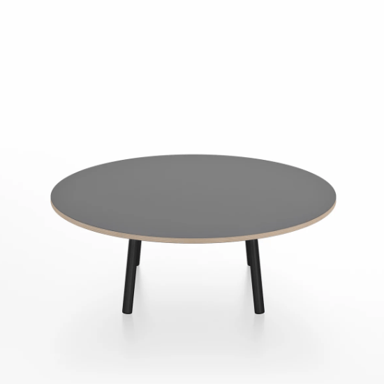 Emeco Parrish Low Table - Round Top Coffee Tables Emeco Table Top 36" Black Powder Coated Aluminum Gray Laminate Plywood