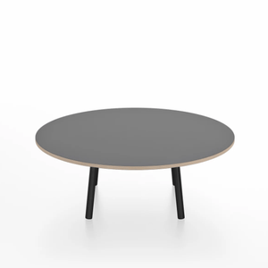 Emeco Parrish Low Table - Round Top Coffee Tables Emeco Table Top 36" Black Powder Coated Aluminum Gray Laminate Plywood