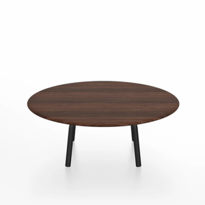 Emeco Parrish Low Table - Round Top Coffee Tables Emeco Table Top 36" Black Powder Coated Aluminum Walnut Wood