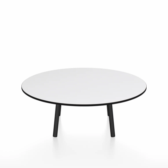 Emeco Parrish Low Table - Round Top Coffee Tables Emeco Table Top 36" Black Powder Coated Aluminum White HPL