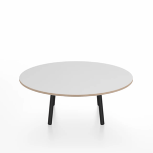 Emeco Parrish Low Table - Round Top Coffee Tables Emeco Table Top 36" Black Powder Coated Aluminum White Laminate Plywood