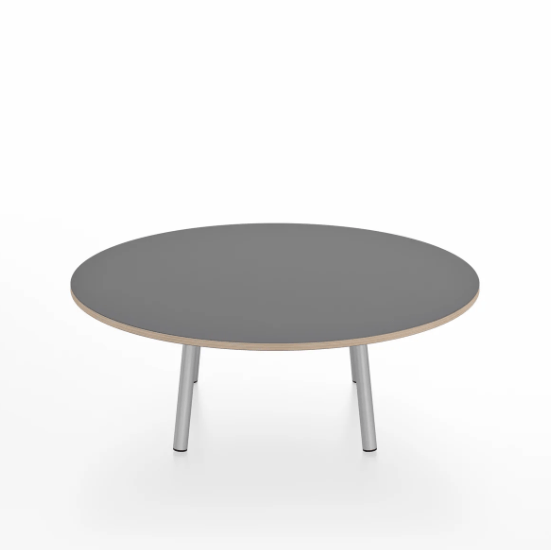 Emeco Parrish Low Table - Round Top Coffee Tables Emeco Table Top 36" Clear Anodized Aluminum Gray Laminate Plywood