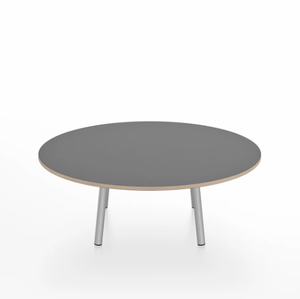 Emeco Parrish Low Table - Round Top Coffee Tables Emeco Table Top 36" Clear Anodized Aluminum Gray Laminate Plywood