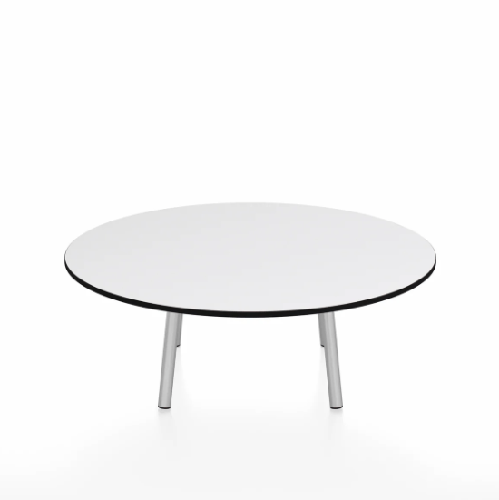 Emeco Parrish Low Table - Round Top Coffee Tables Emeco Table Top 36" Clear Anodized Aluminum White HPL