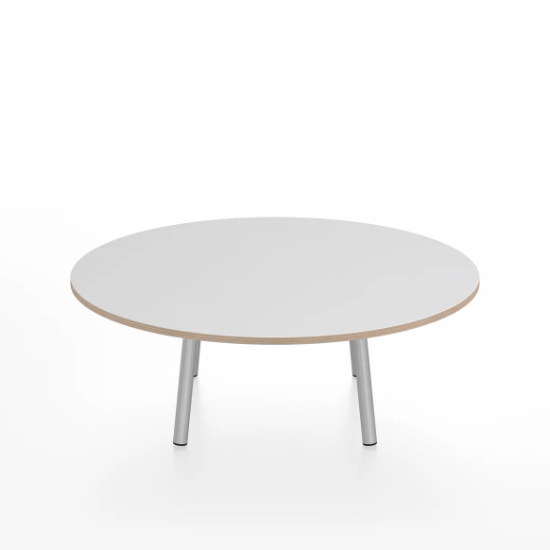 Emeco Parrish Low Table - Round Top Coffee Tables Emeco Table Top 36" Clear Anodized Aluminum White Laminate Plywood