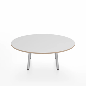 Emeco Parrish Low Table - Round Top Coffee Tables Emeco Table Top 36" Clear Anodized Aluminum White Laminate Plywood