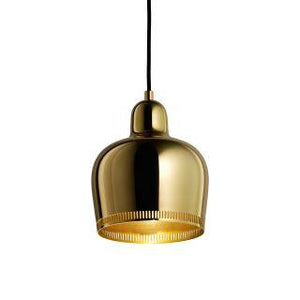 Golden Bell Savoy - A330S - Brass hanging lamps Artek Savoy Version: Brass Shade-Outside Polished/Inside Raw/Not Varnished-Will Patina/Black Textile Cable + $100.00 