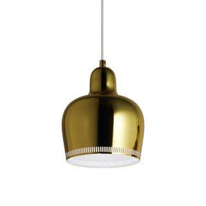 Golden Bell Savoy - A330S - Brass hanging lamps Artek Brass shade/Outside Polished and Clear Varnished/Inside White Coated/White Plastic Cable + $30.00 