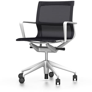 Physix task chair Vitra aluminum base coated in soft grey black pearl casters hard - unbraked for carpet