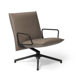 Pilot by Knoll™ - Low Back Lounge Chair with Loop Arms lounge chair Knoll Dark Grey Painted Prairie leather - Coyote 