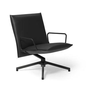 Pilot by Knoll™ - Low Back Lounge Chair with Loop Arms lounge chair Knoll Dark Grey Painted Prairie leather - Bison 