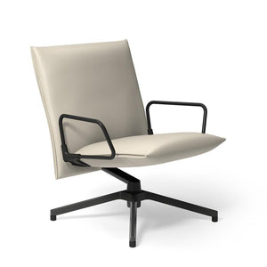 Pilot by Knoll™ - Low Back Lounge Chair with Loop Arms lounge chair Knoll Dark Grey Painted Prairie leather - Cottontail 