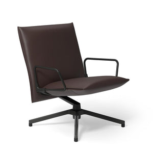 Pilot by Knoll™ - Low Back Lounge Chair with Loop Arms lounge chair Knoll Dark Grey Painted Prairie leather - Caribou 
