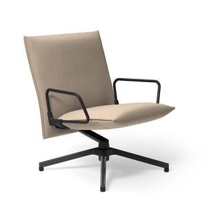 Pilot by Knoll™ - Low Back Lounge Chair with Loop Arms lounge chair Knoll Dark Grey Painted Melange fabric - Cameo 
