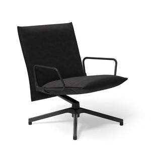 Pilot by Knoll™ - Low Back Lounge Chair with Loop Arms lounge chair Knoll Dark Grey Painted Ultrasuede fabric - Black Onyx 