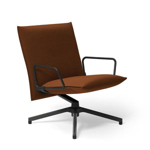 Pilot by Knoll™ - Low Back Lounge Chair with Loop Arms lounge chair Knoll Dark Grey Painted Ultrasuede fabric - Hide 