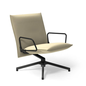 Pilot by Knoll™ - Low Back Lounge Chair with Loop Arms lounge chair Knoll Dark Grey Painted Ultrasuede fabric - Sandstone 