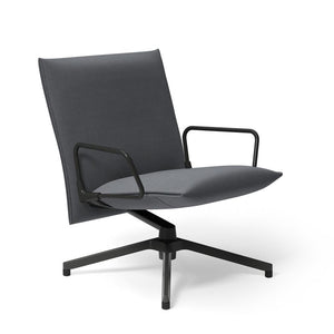 Pilot by Knoll™ - Low Back Lounge Chair with Loop Arms lounge chair Knoll Dark Grey Painted Ultrasuede fabric - Deep French Grey 
