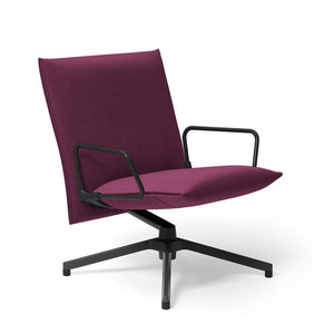 Pilot by Knoll™ - Low Back Lounge Chair with Loop Arms lounge chair Knoll Dark Grey Painted Ultrasuede fabric - Wild Plum 