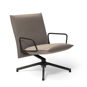 Pilot by Knoll™ - Low Back Lounge Chair with Loop Arms lounge chair Knoll Dark Grey Painted Ultrasuede fabric - Silver 