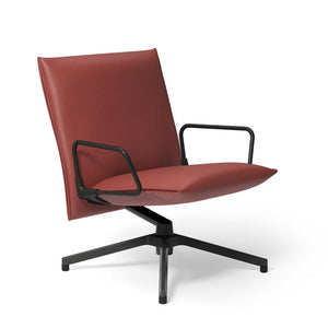 Pilot by Knoll™ - Low Back Lounge Chair with Loop Arms lounge chair Knoll Dark Grey Painted Volo leather - Kilim 
