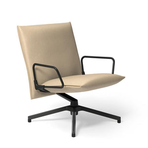 Pilot by Knoll™ - Low Back Lounge Chair with Loop Arms lounge chair Knoll Dark Grey Painted Volo leather - Parchment 