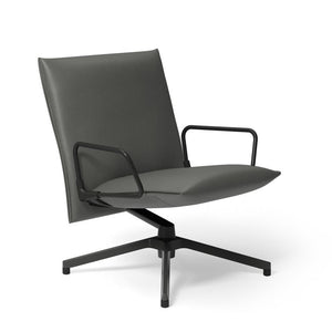 Pilot by Knoll™ - Low Back Lounge Chair with Loop Arms lounge chair Knoll Dark Grey Painted Volo leather - Cadet 