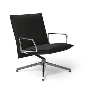 Pilot by Knoll™ - Low Back Lounge Chair with Loop Arms lounge chair Knoll Polished Aluminum Delite fabric - Charcoal 