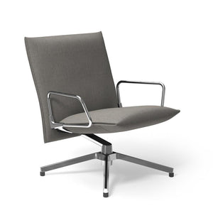 Pilot by Knoll™ - Low Back Lounge Chair with Loop Arms lounge chair Knoll Polished Aluminum Delite fabric - Gray 