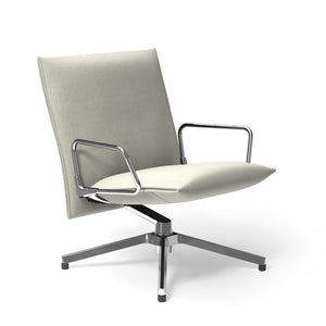 Pilot by Knoll™ - Low Back Lounge Chair with Loop Arms lounge chair Knoll Polished Aluminum Delite fabric - Stone 
