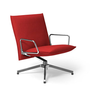 Pilot by Knoll™ - Low Back Lounge Chair with Loop Arms lounge chair Knoll Polished Aluminum Delite fabric - Red 