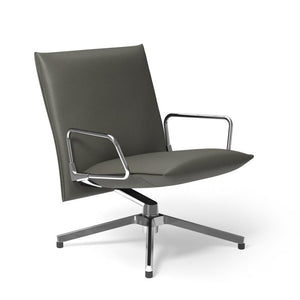 Pilot by Knoll™ - Low Back Lounge Chair with Loop Arms lounge chair Knoll Polished Aluminum Prairie leather - Sterling 