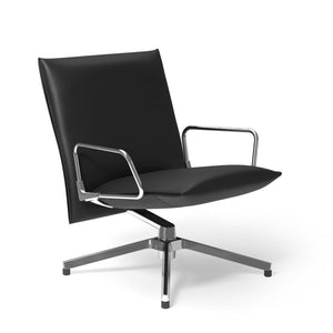 Pilot by Knoll™ - Low Back Lounge Chair with Loop Arms lounge chair Knoll Polished Aluminum Prairie leather - Bison 
