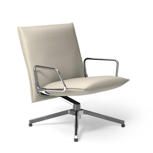 Pilot by Knoll™ - Low Back Lounge Chair with Loop Arms lounge chair Knoll Polished Aluminum Prairie leather - Cottontail 