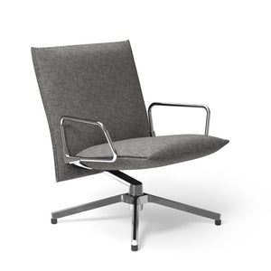 Pilot by Knoll™ - Low Back Lounge Chair with Loop Arms lounge chair Knoll Polished Aluminum Melange fabric - Flannel 